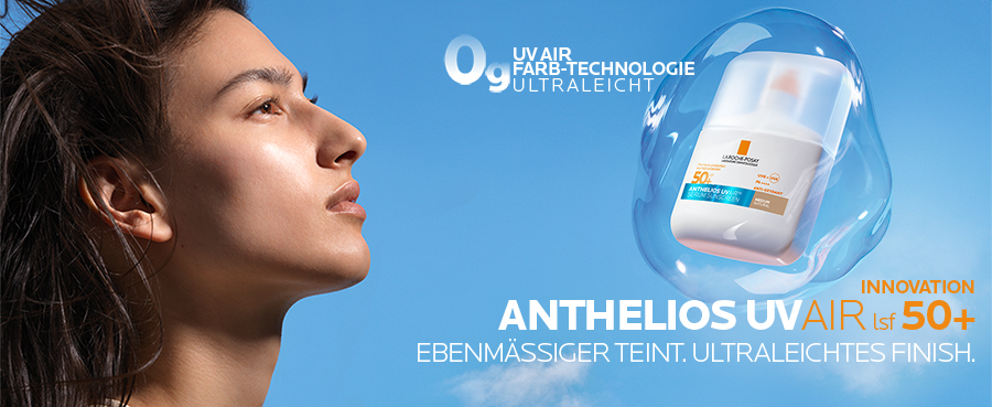 La Roche Posay Anthelios UV Air Serum Getönt LSF 50+ Medium: Niacinamid + Vitamin E schützt und reguliert.